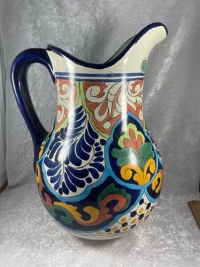 XL Talavera Mexico Pottery Pitcher Hand-Painted OOK